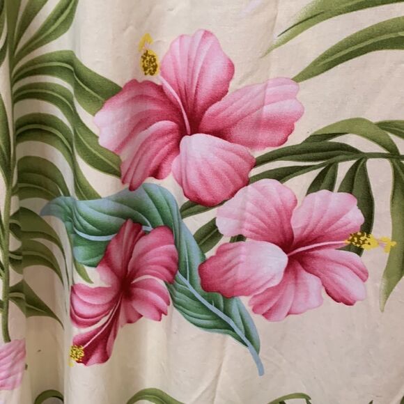 Puanani Hawaii RJC Tropical Dress Small Green Pink White Plumerias Scoop Neck - Picture 6 of 8